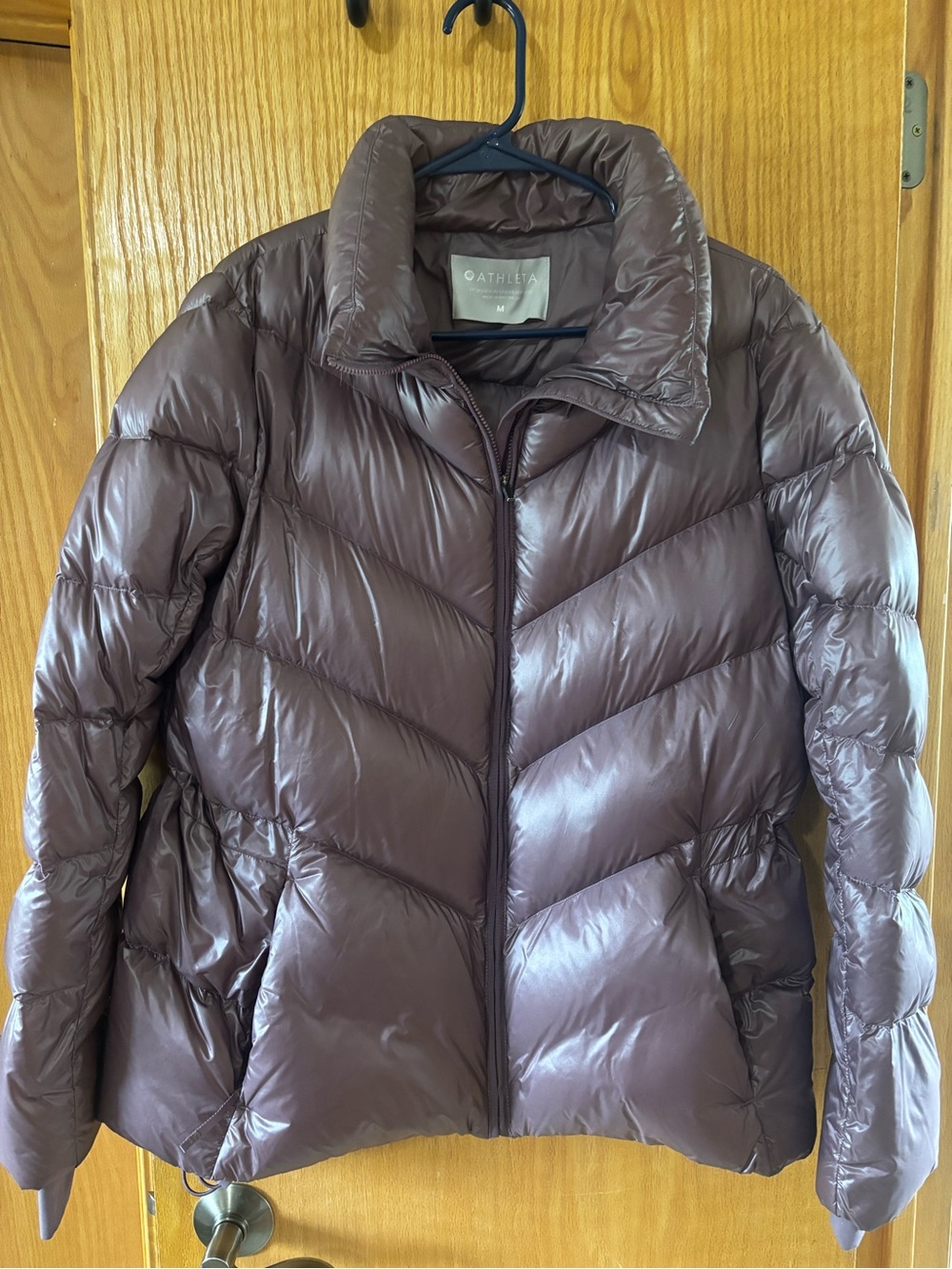 Athleta Shiny Quilted Puffer Jacket - Plum Brown